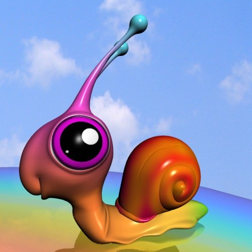 Rainbow Snail RIGGED Low-poly 3D model_2