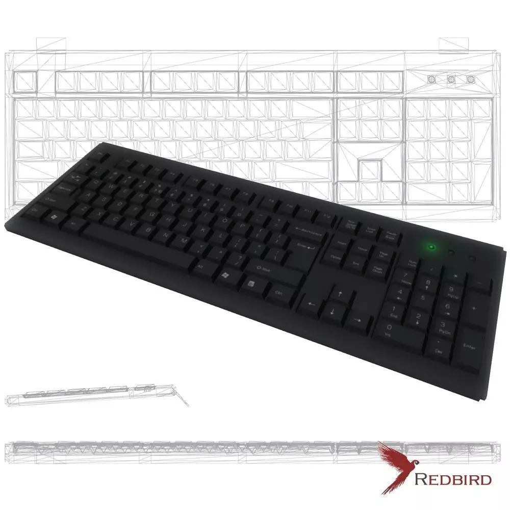 Keyboard Game Ready Low Poly redbird pc gaming Low-poly 3D model_0