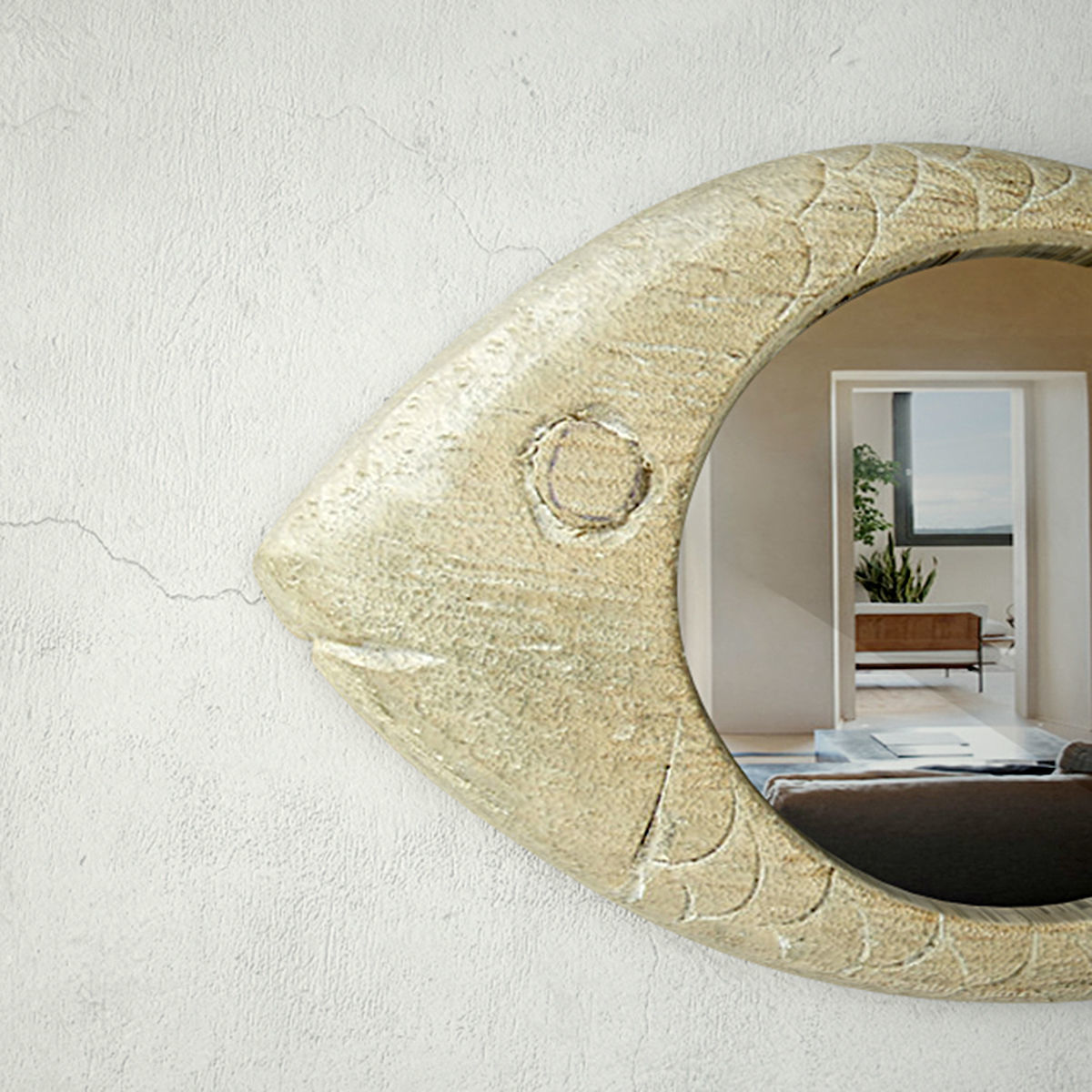 Mango Wood Fish Mirror 3D model_4