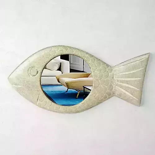 Mango Wood Fish Mirror