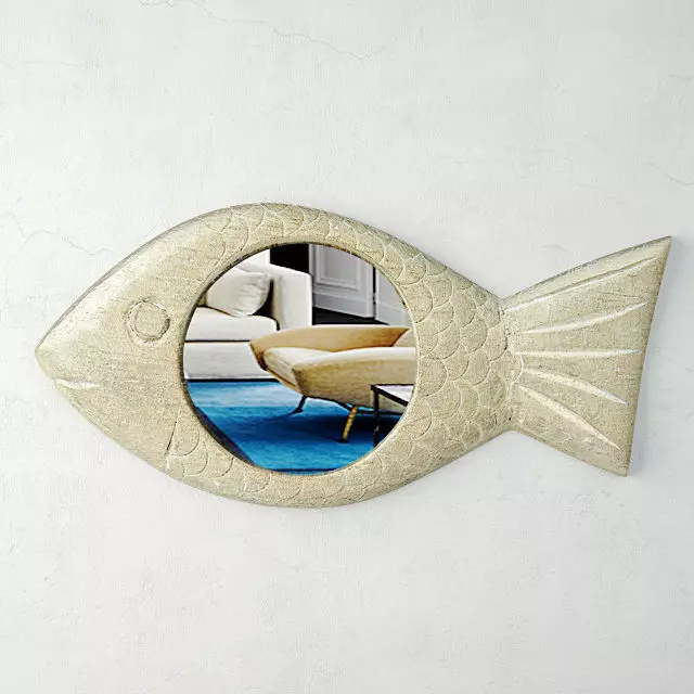 Mango Wood Fish Mirror 3D model_0