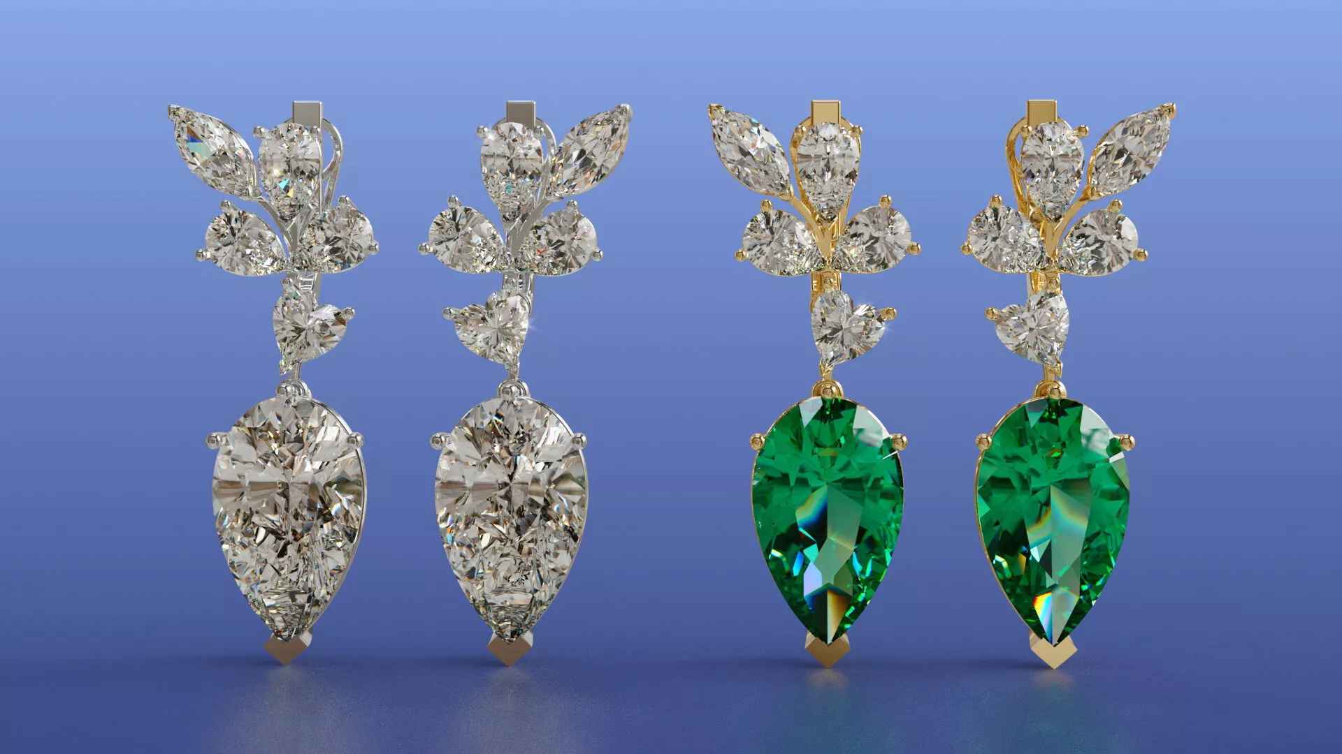 Cluster Multi Stone Statement Earrings 3D CAD Jewelry Design 3D print model