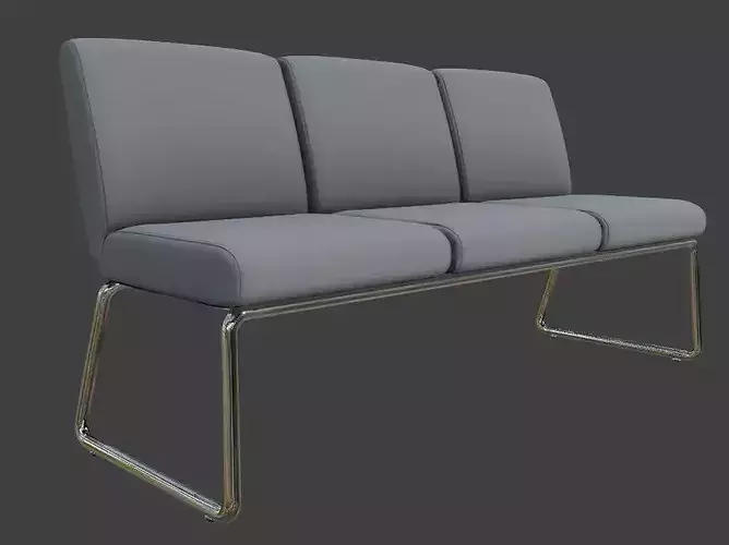 Modern Waiting Area Bench 3D Model 3D model