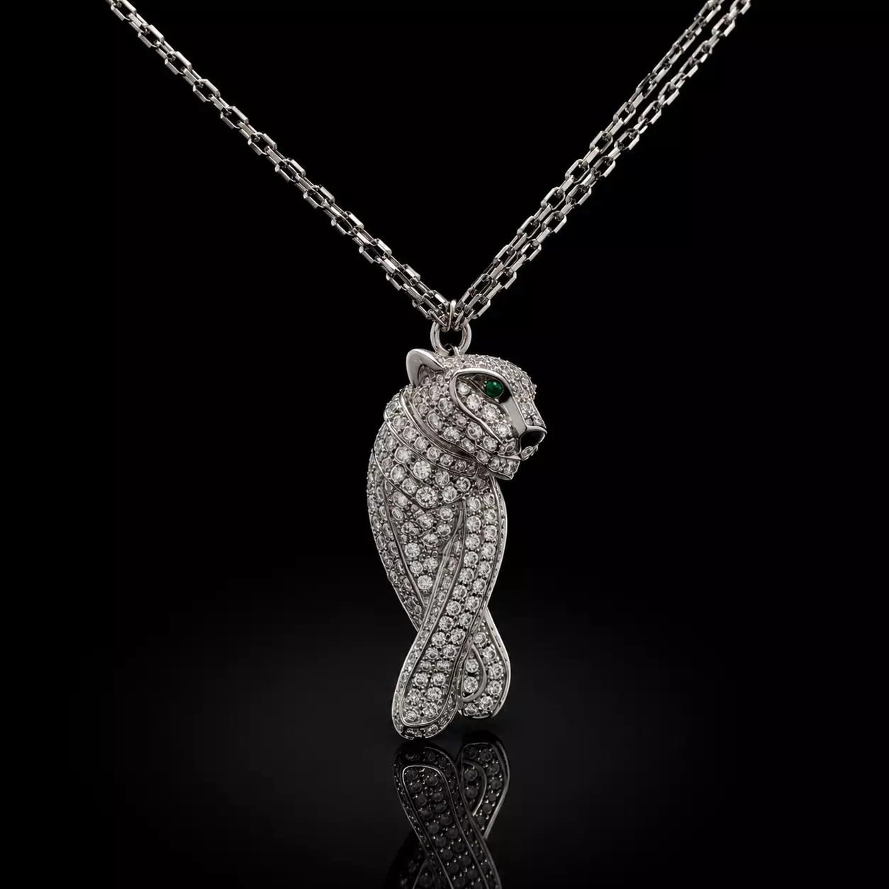 Brand Jewelry Panthere Pendant Luxury Diamonds Gold 3D print model