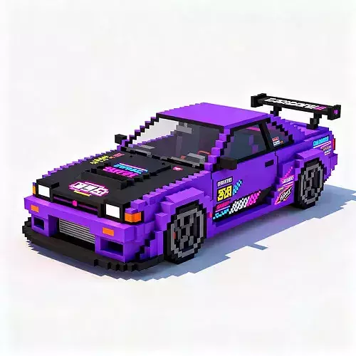 Voxel Cyber-Drift Racer 3D Model