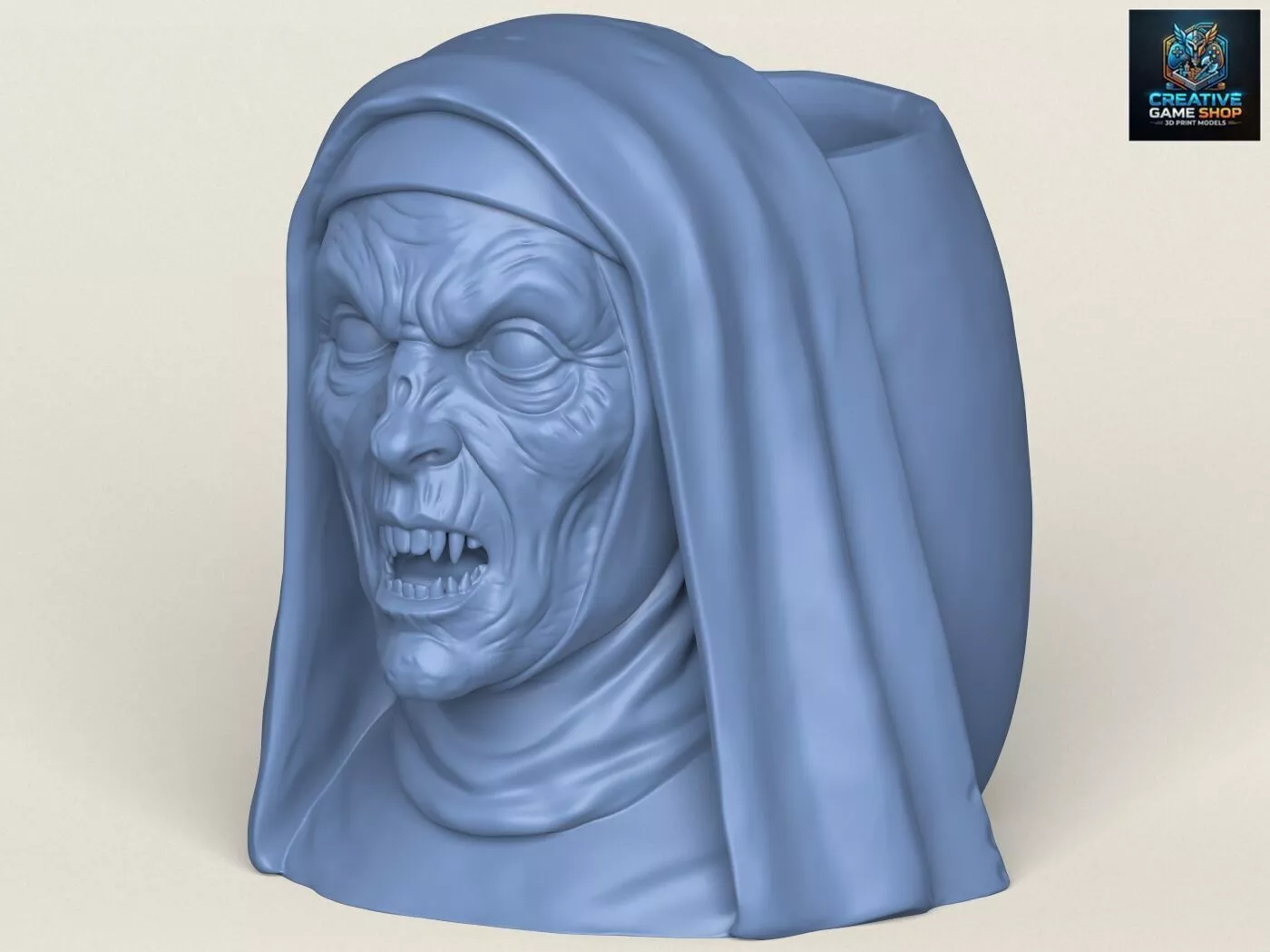 Horror Nun Face Vase 3D print model