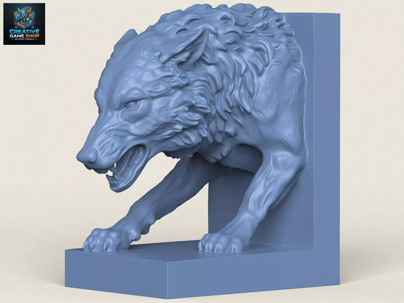 Wild Wolf Bookend 3D print model