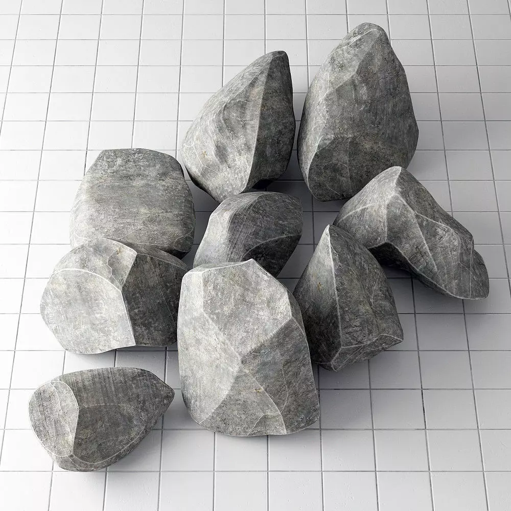 Rock wite stone collection 3D model_0