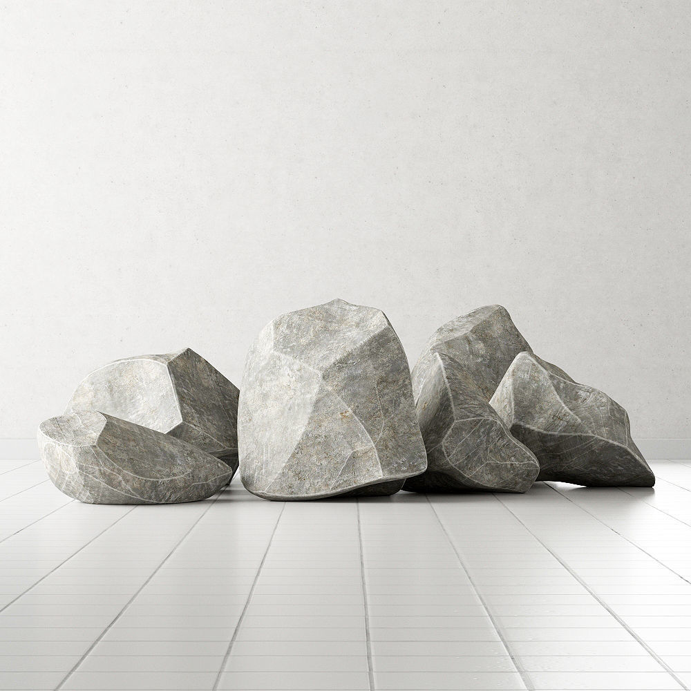 Rock wite stone collection 3D model_1