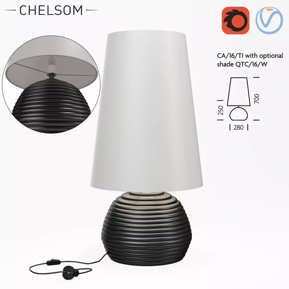 Chelsom Ceramic Art Titanium CA 16 TI table lamp 3D model_0