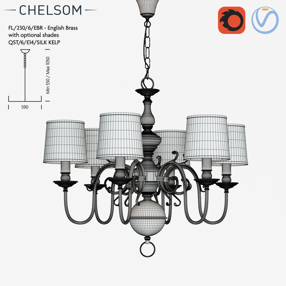 Chelsom Flemish FL 230 6 EBR chandelier 3D model_1