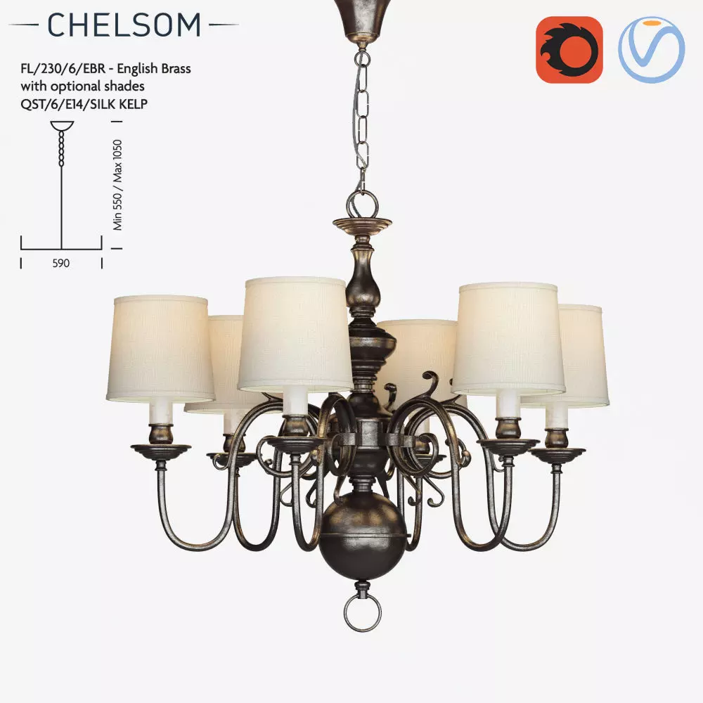 Chelsom Flemish FL 230 6 EBR chandelier 3D model_0
