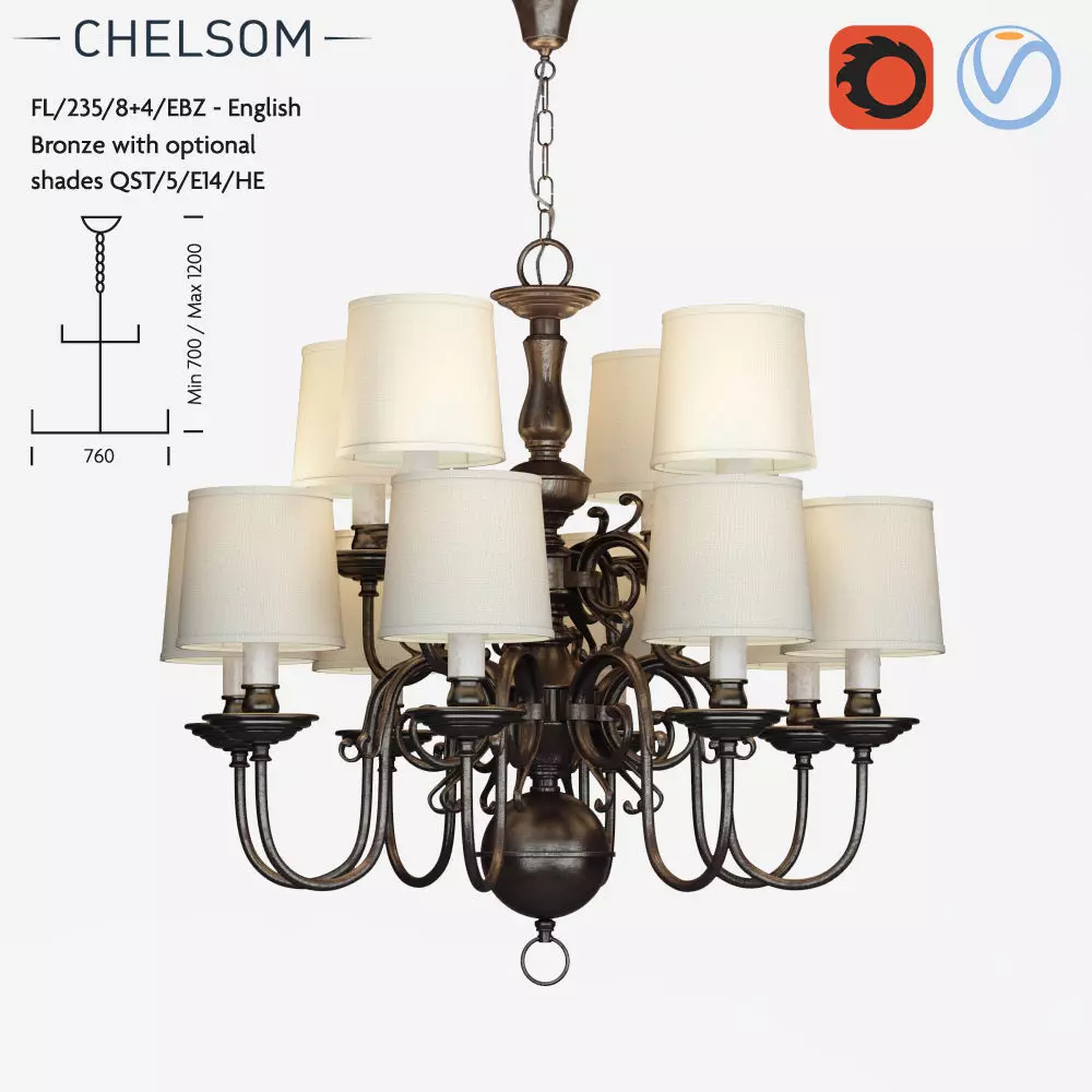 Chelsom Flemish FL 235 8 4 EBZ chandelier 3D model