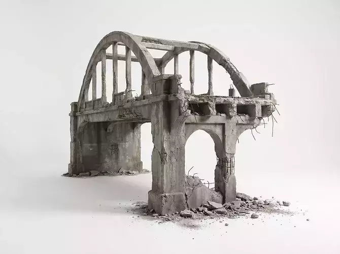 Destroyed bridges for war scenes