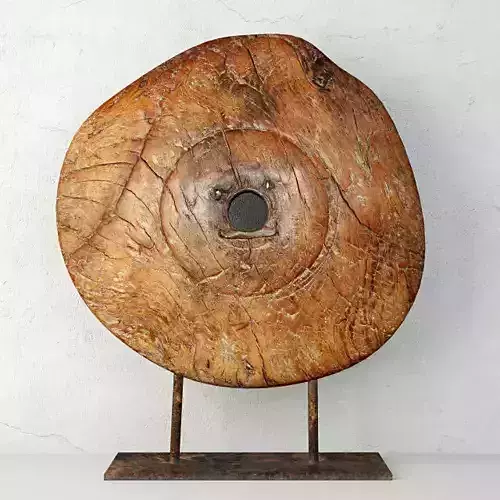 19th Century Wooden Wagon Wheel Artifact 3D model