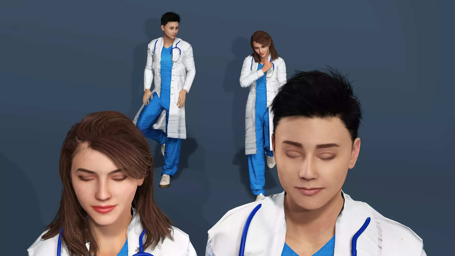 Male Female Doctor 3D Model Pack Low-poly 3D model