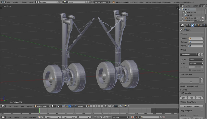 A320 Rear Landing gears Low-poly 3D model