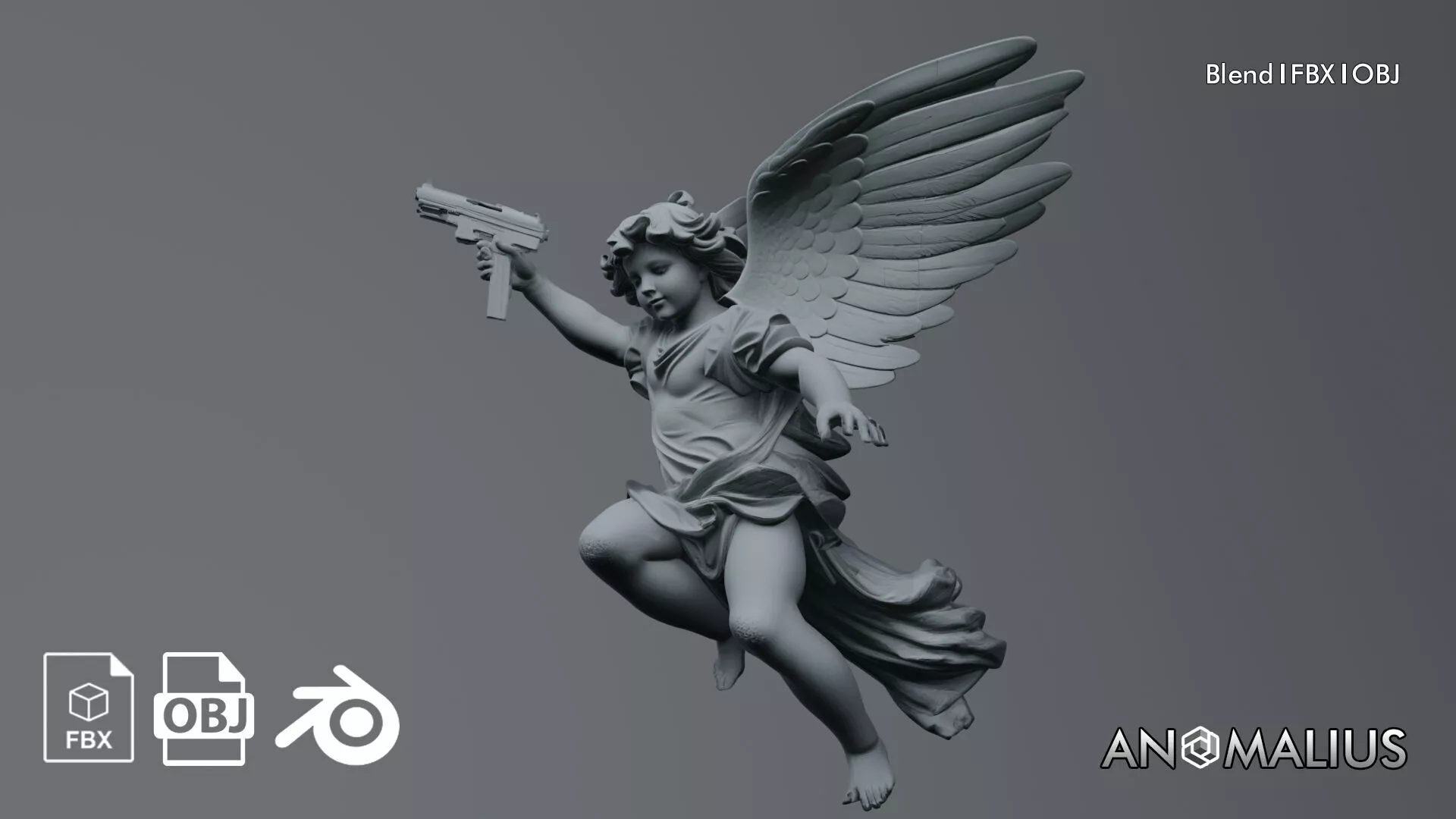 cherub with handgun 3D model