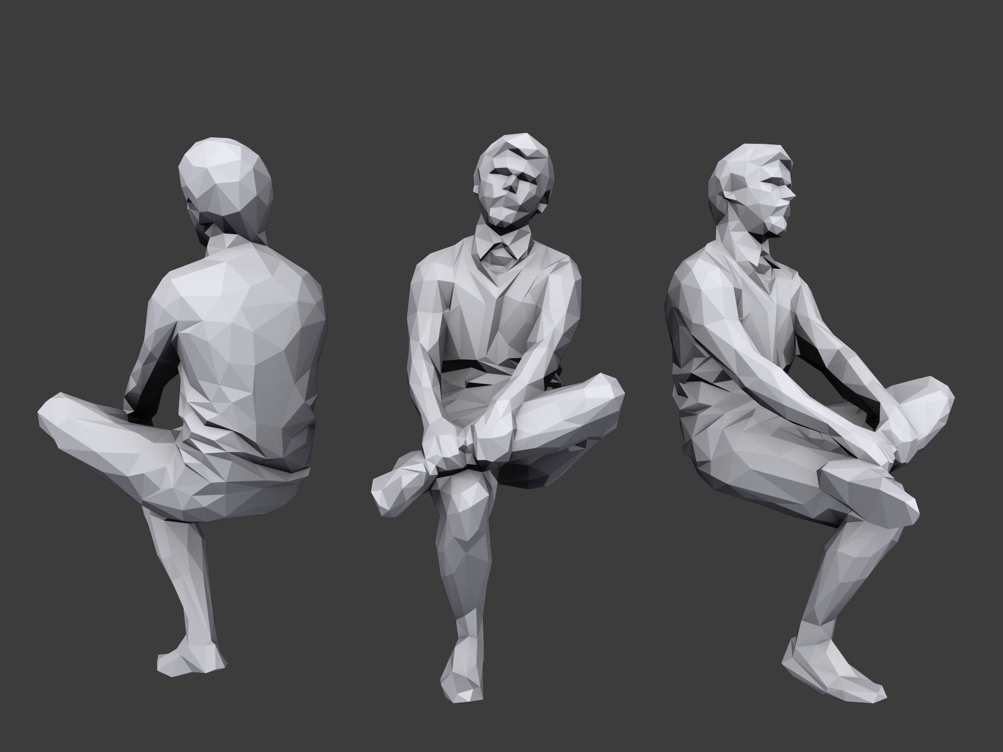 Lowpoly People Sitting Pack Volume 4 Low-poly 3D model_2
