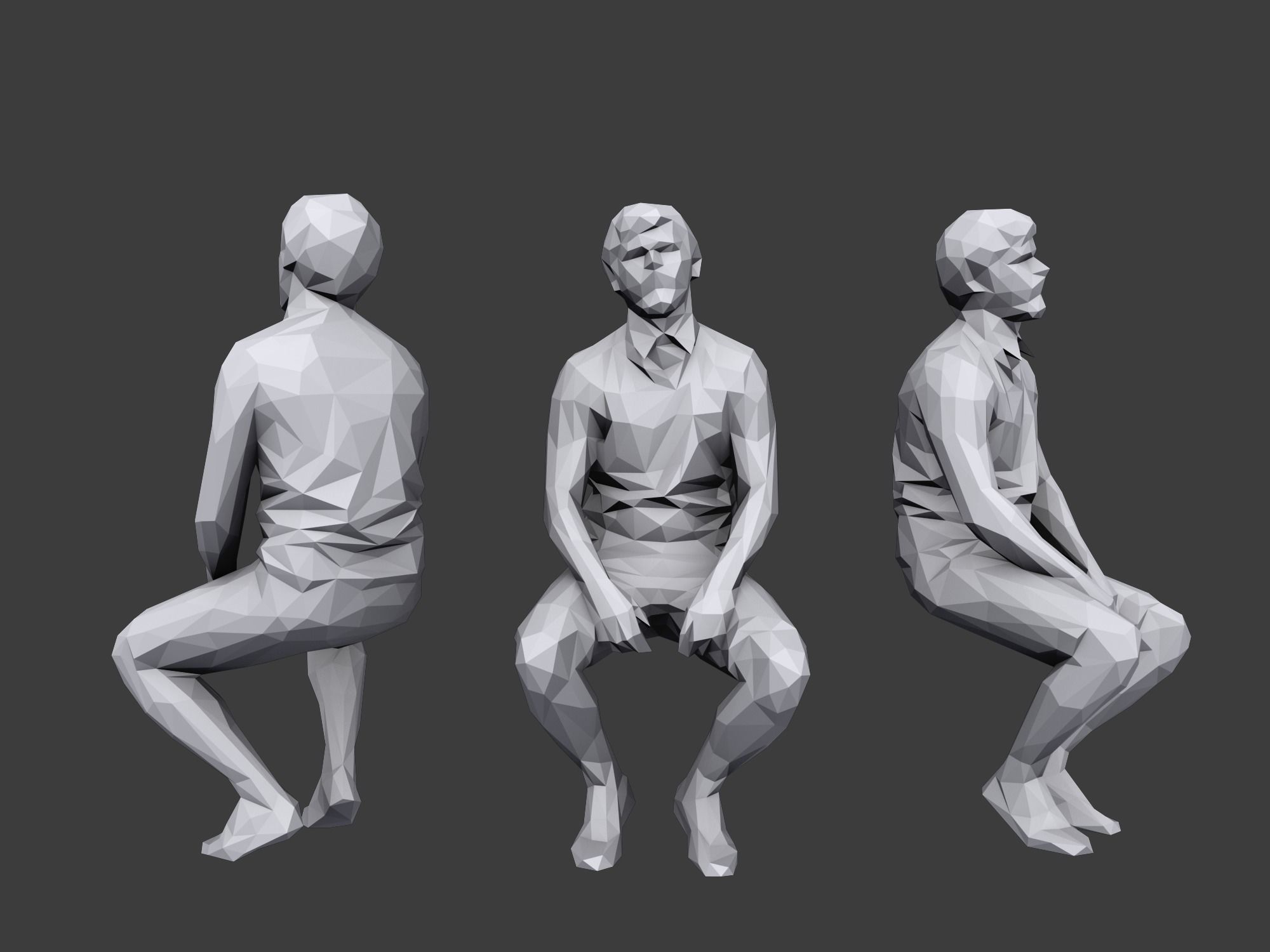 Lowpoly People Sitting Pack Volume 4 Low-poly 3D model_6