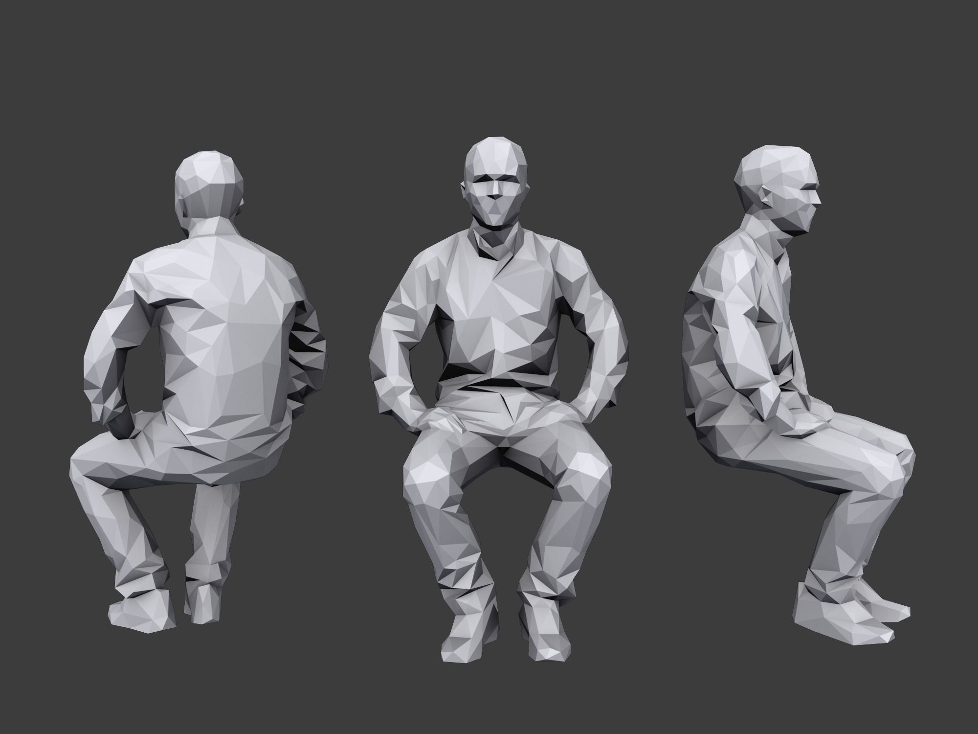 Lowpoly People Sitting Pack Volume 4 Low-poly 3D model_3