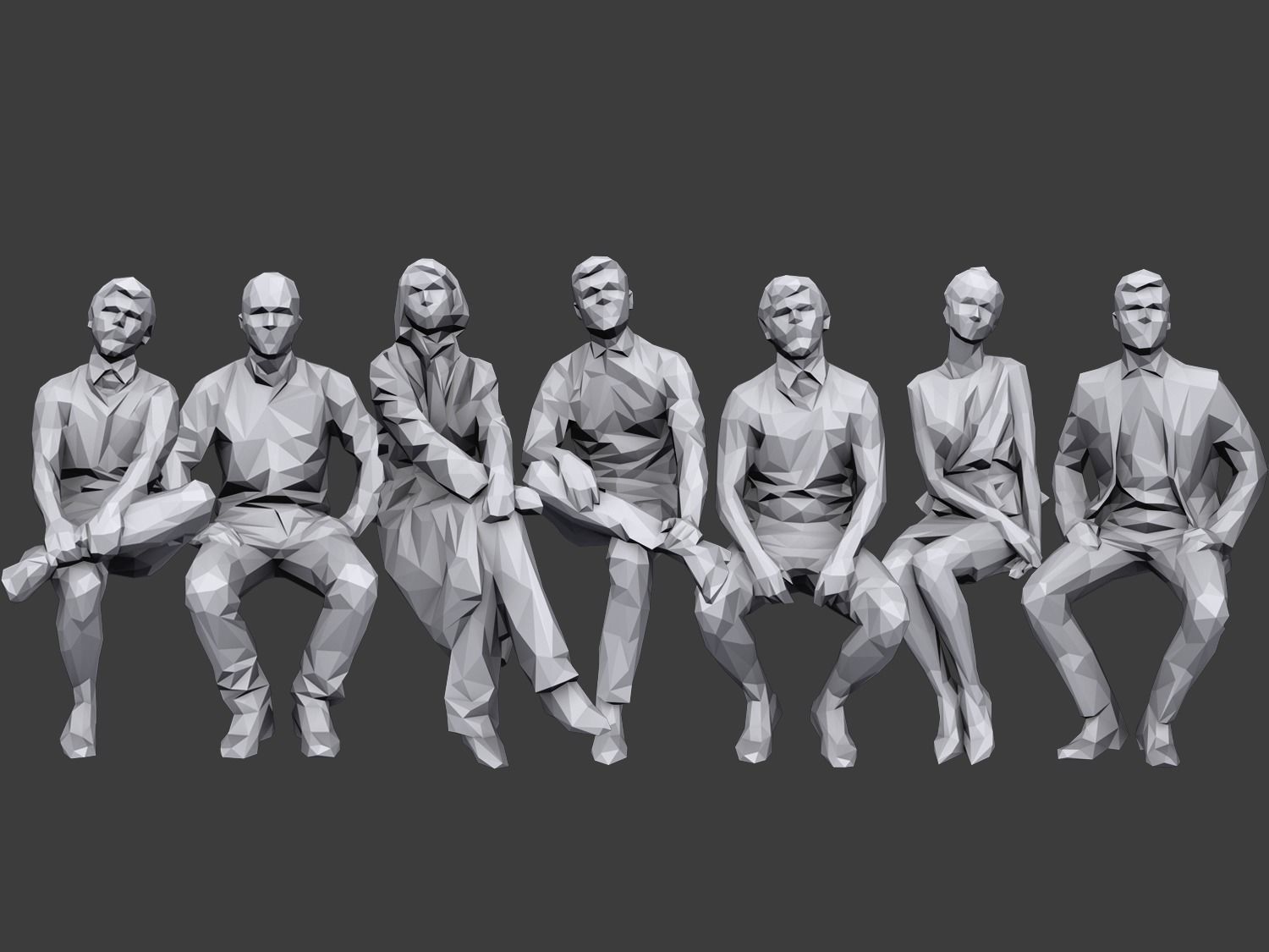 Lowpoly People Sitting Pack Volume 4 Low-poly 3D model_0