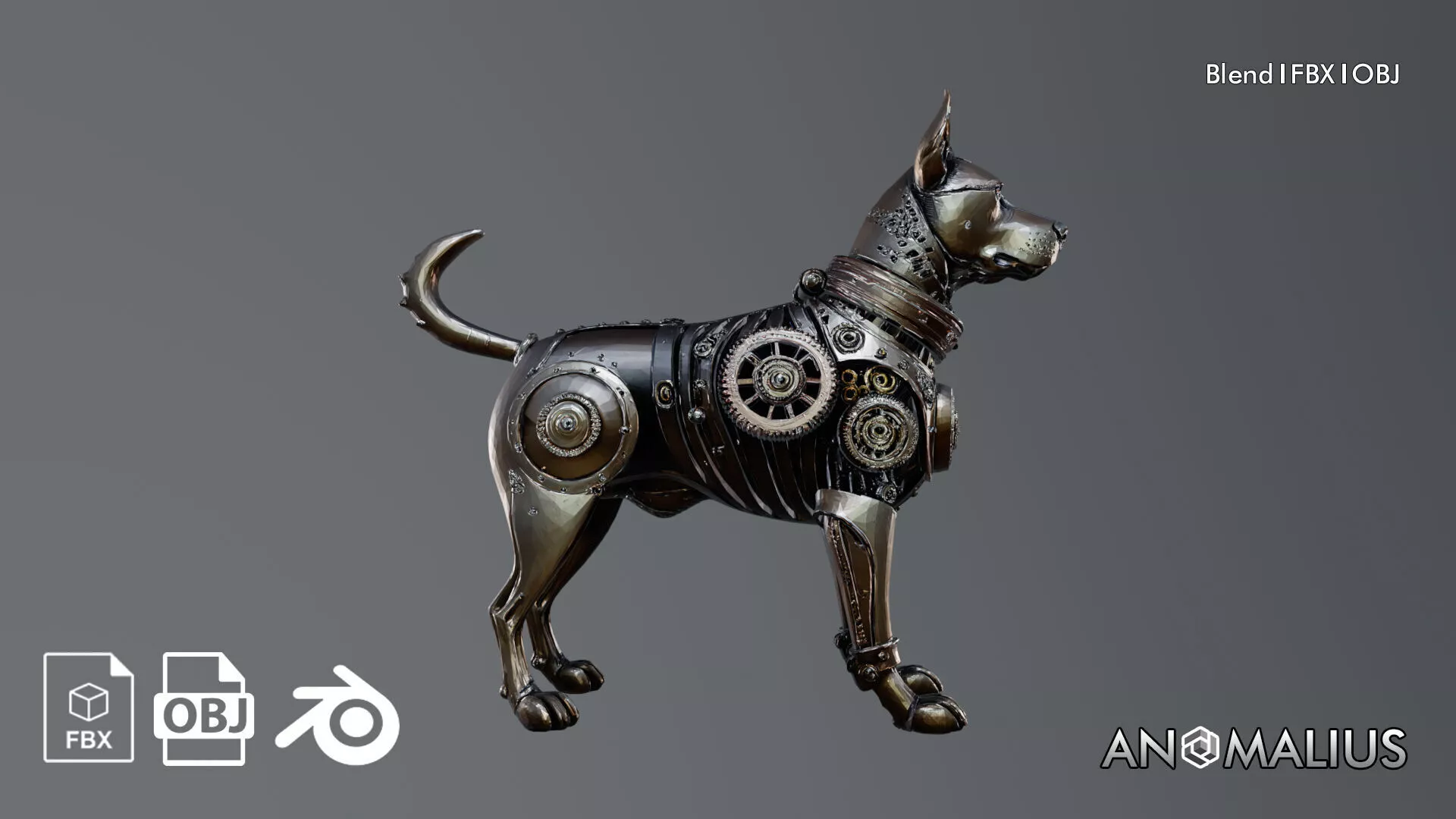 steampunk dog 3D model