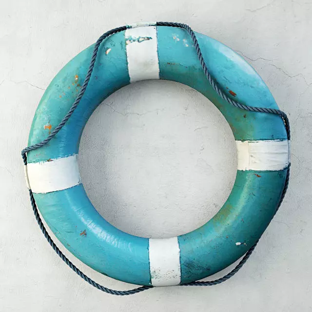 1950s Blue and White Life Preserver 2 3D model_0