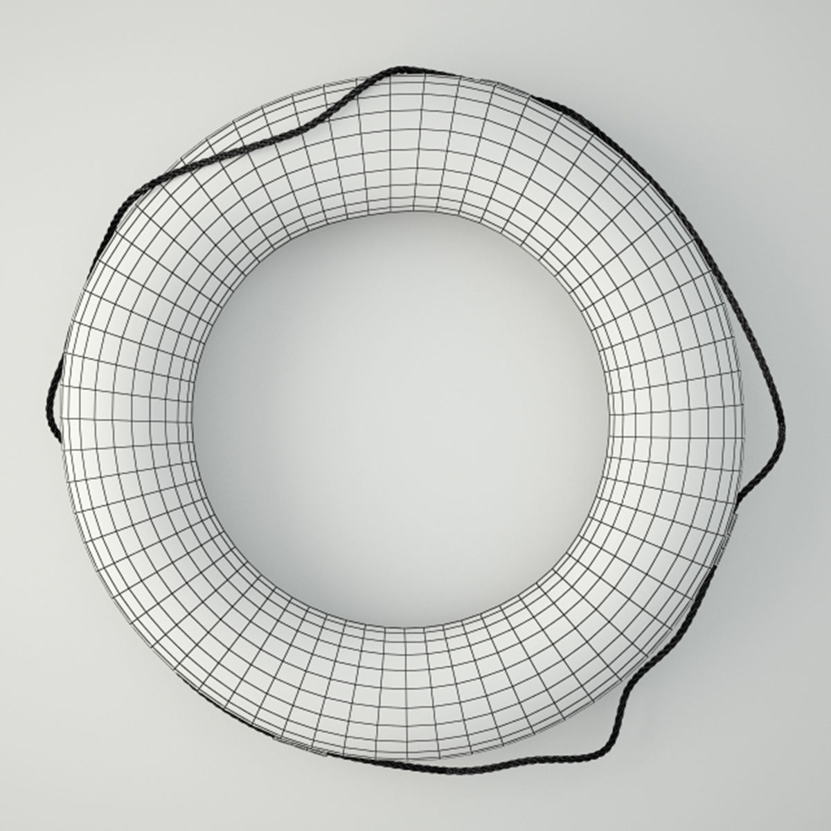 1950s Deep Orange and White Life Preserver 3D model_1