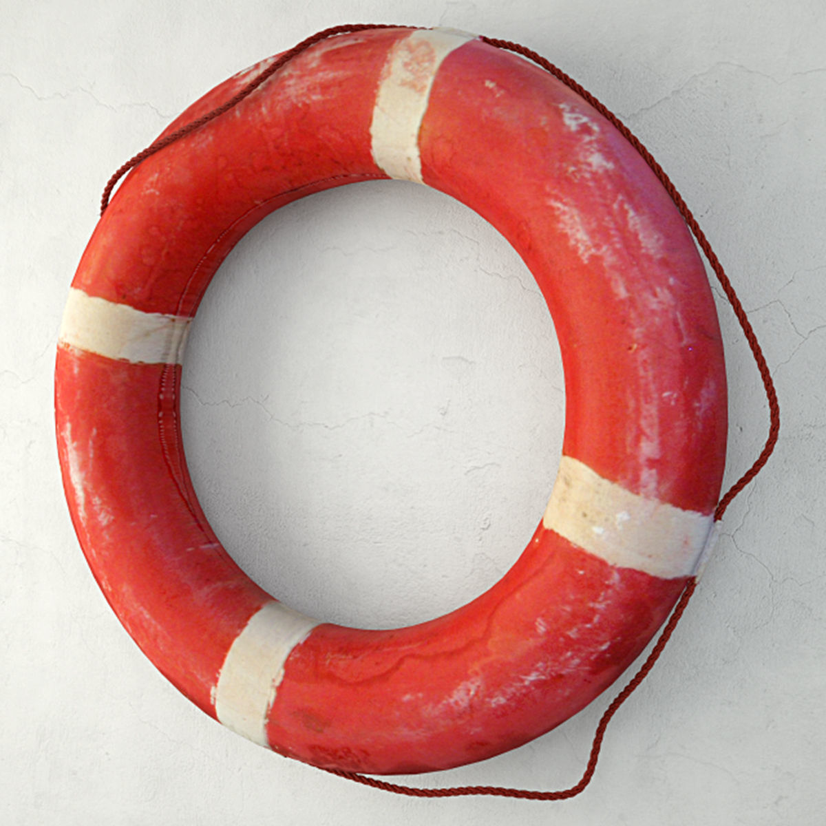 1950s Deep Orange and White Life Preserver 3D model_2