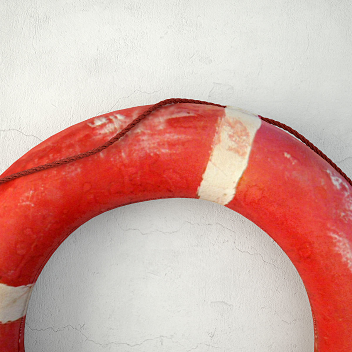 1950s Deep Orange and White Life Preserver 3D model_4