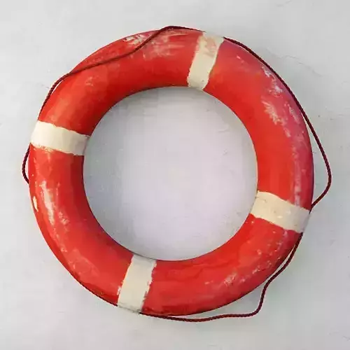 1950s Deep Orange and White Life Preserver 3D model