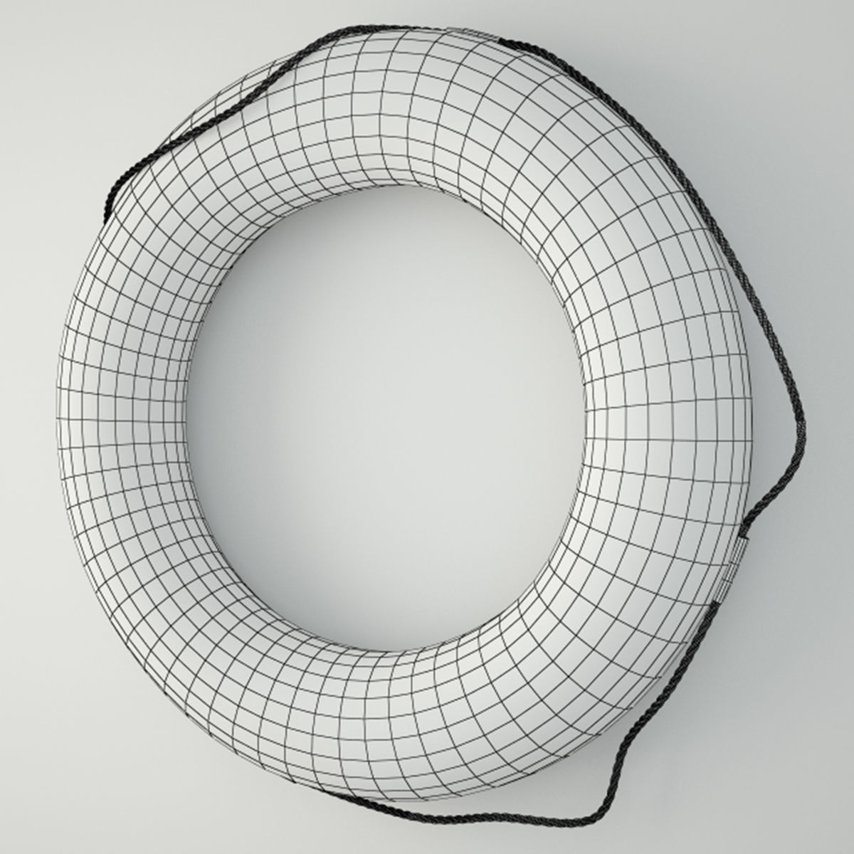 1950s Deep Orange and White Life Preserver 3D model_3