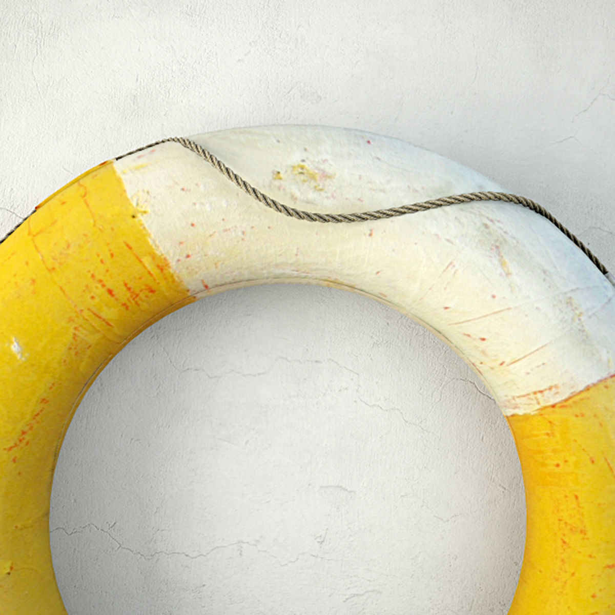 1950s Yellow and White Life Preserver 3D model_4