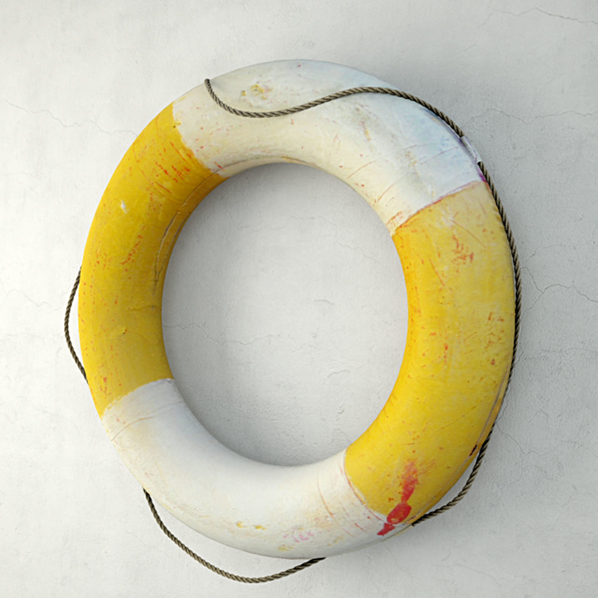 1950s Yellow and White Life Preserver 3D model_2