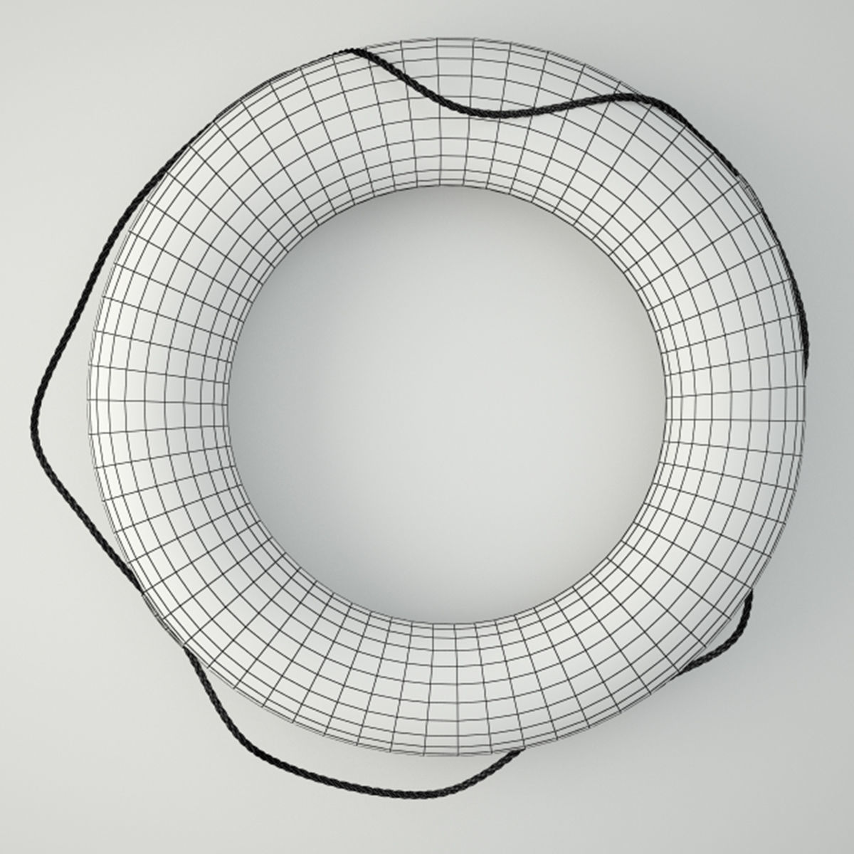 1950s Yellow and White Life Preserver 3D model_1