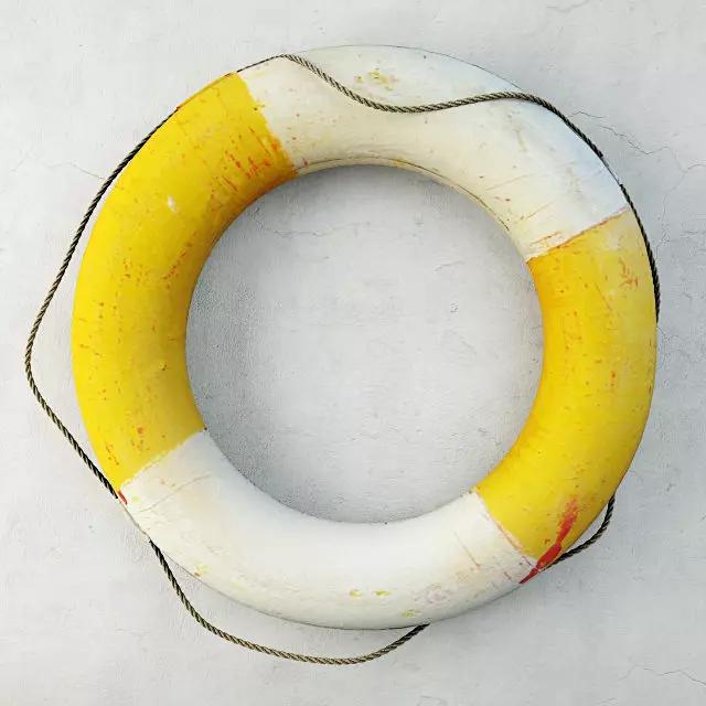 1950s Yellow and White Life Preserver 3D model_0