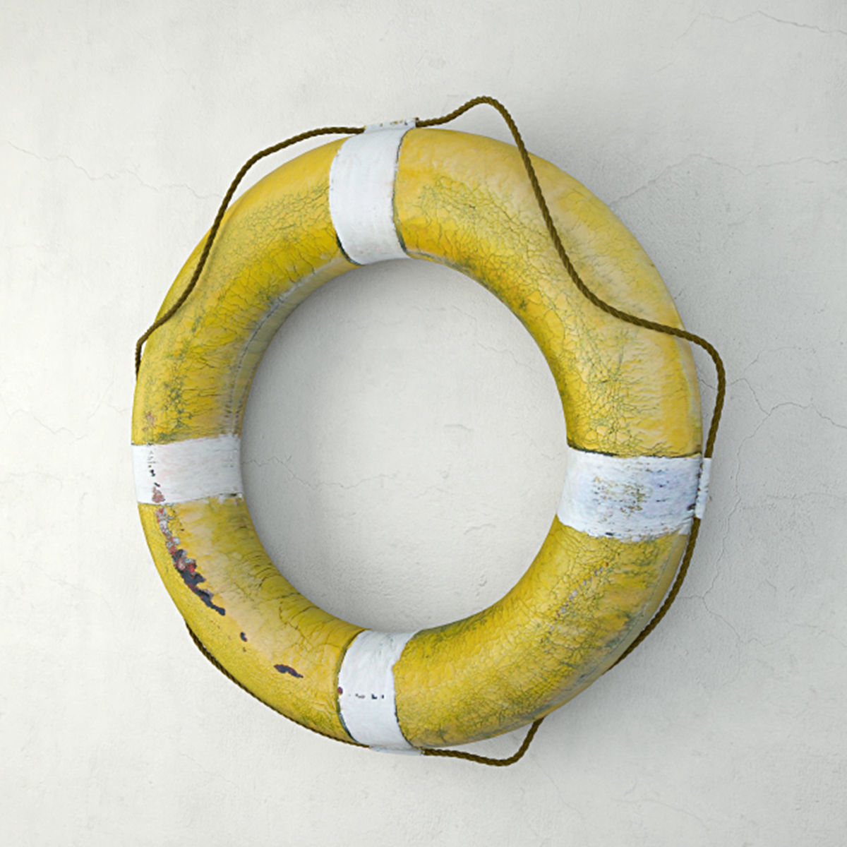1950s Yellow Life Preserver 3D model_2