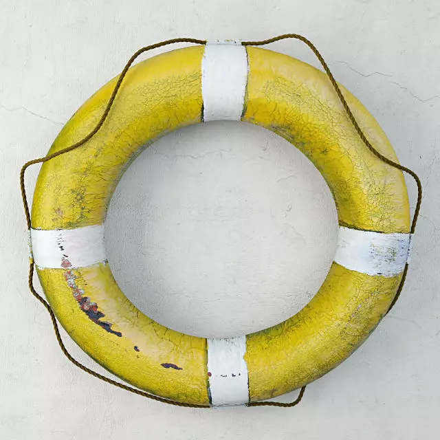 1950s Yellow Life Preserver 3D model_0