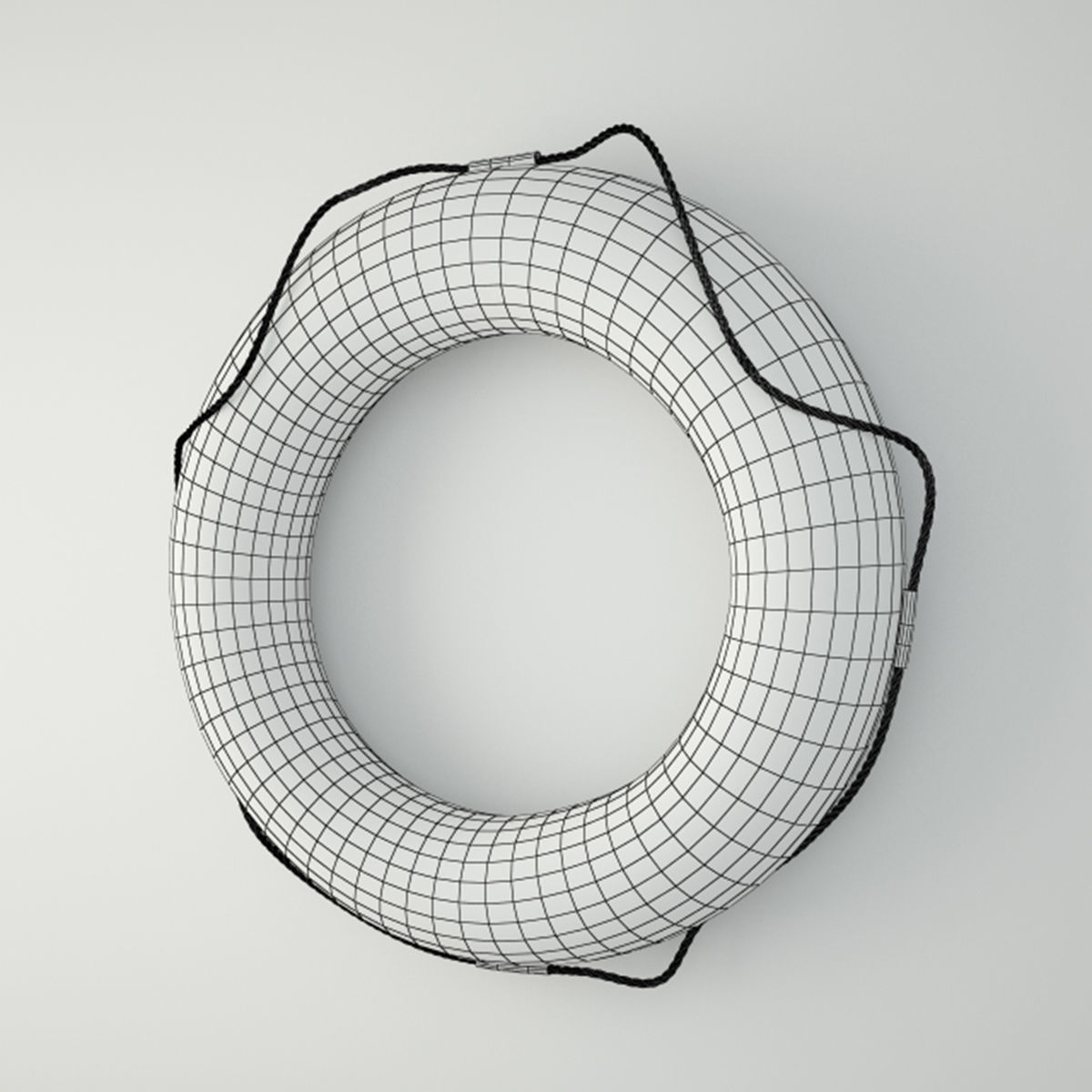 1950s Yellow Life Preserver 3D model_3