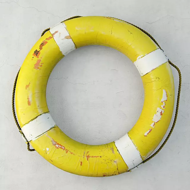 1950s Yellow Nautical Life Preserver 3D model_0