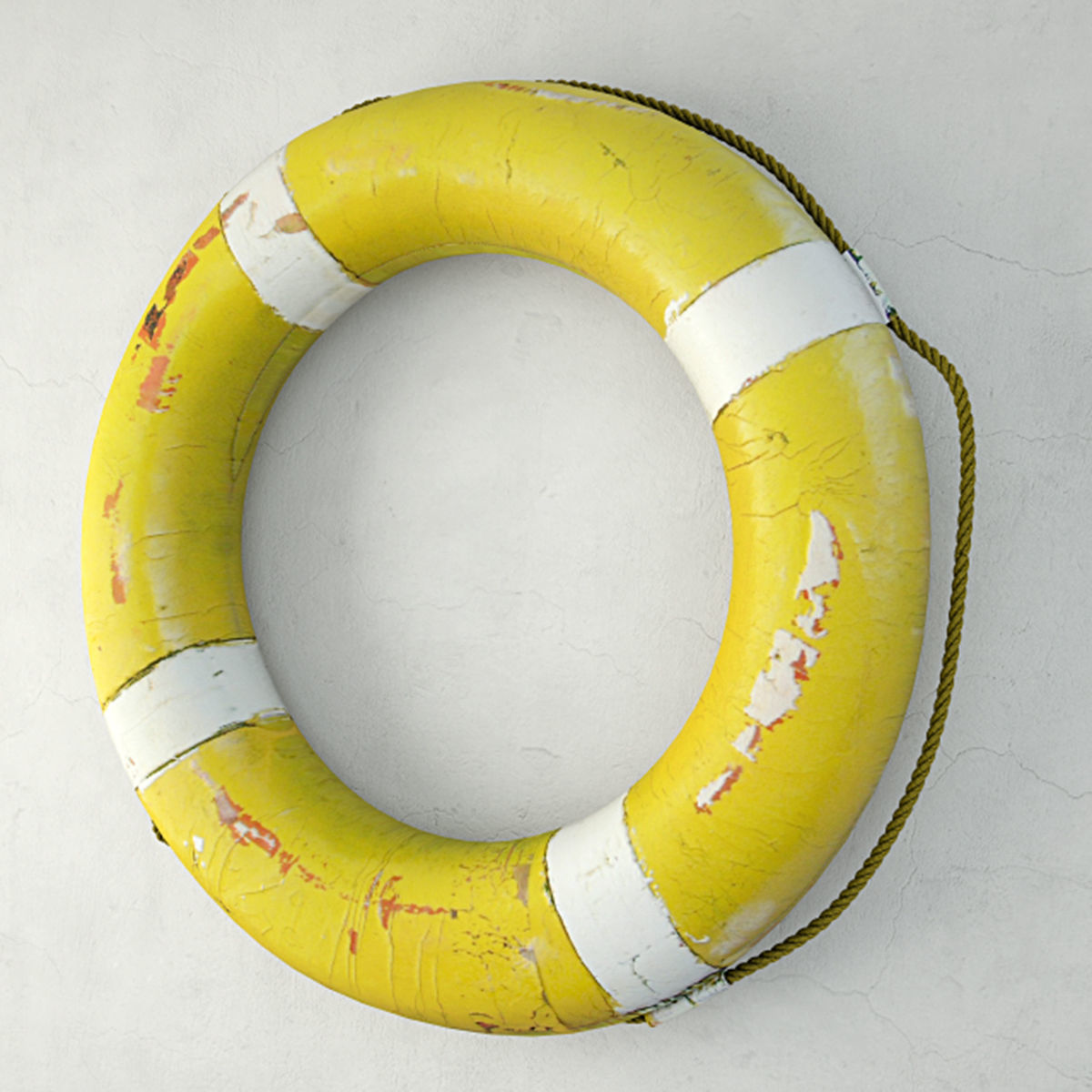 1950s Yellow Nautical Life Preserver 3D model_2