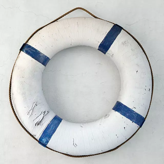 Blue and White Life Preserver 3D model_0