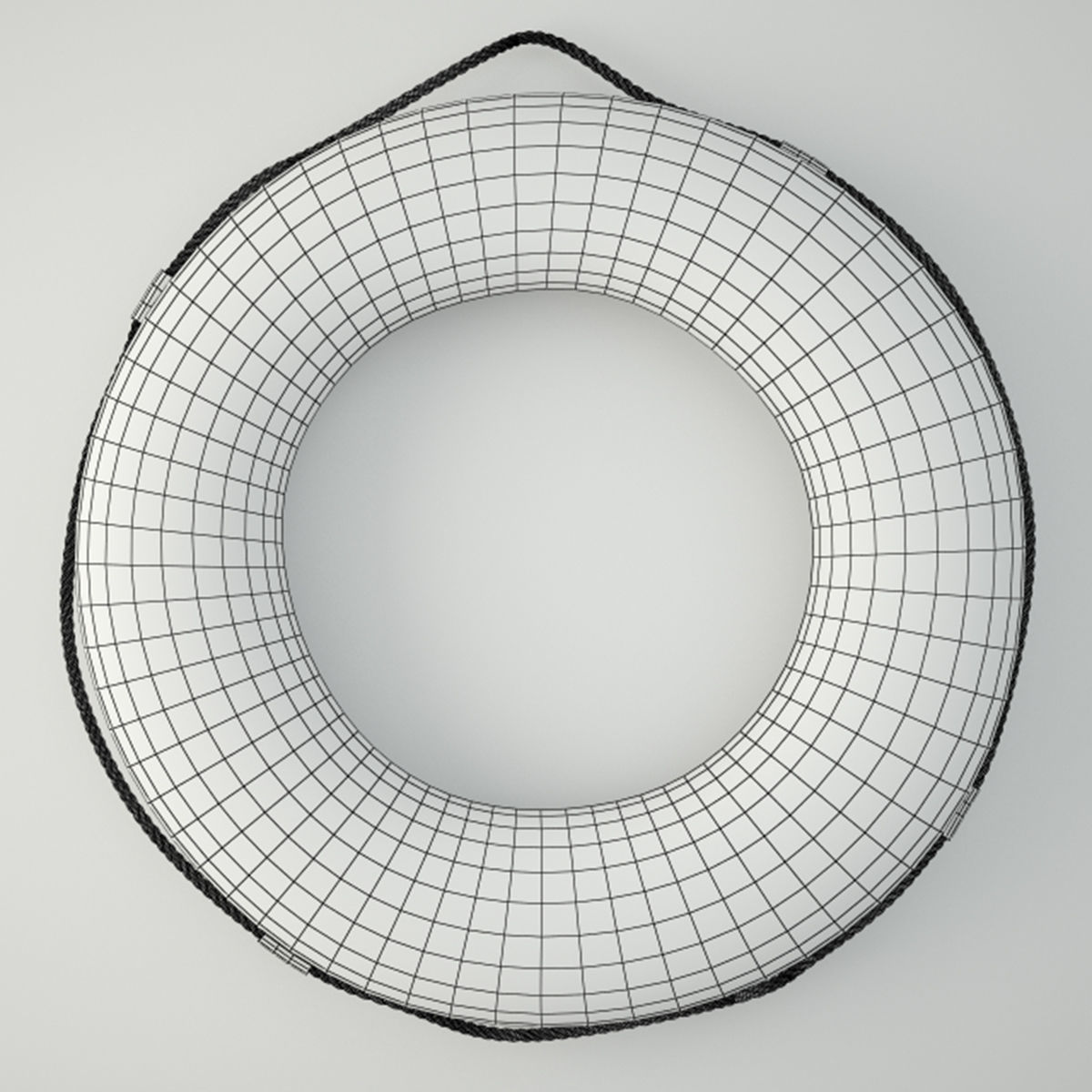 Blue and White Life Preserver 3D model_1