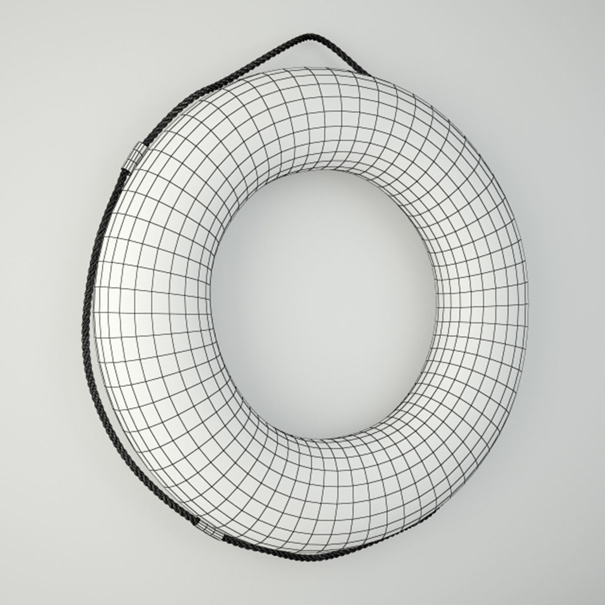 Blue and White Life Preserver 3D model_3