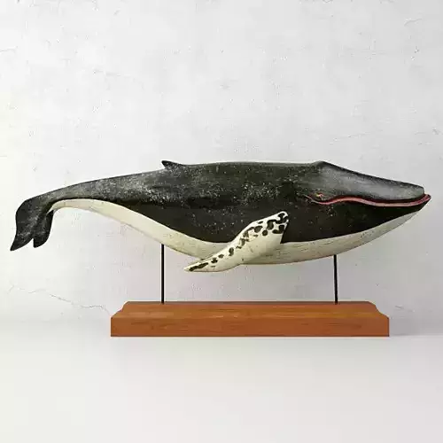 Carved and Painted Wooden Humpback Whale 3D model