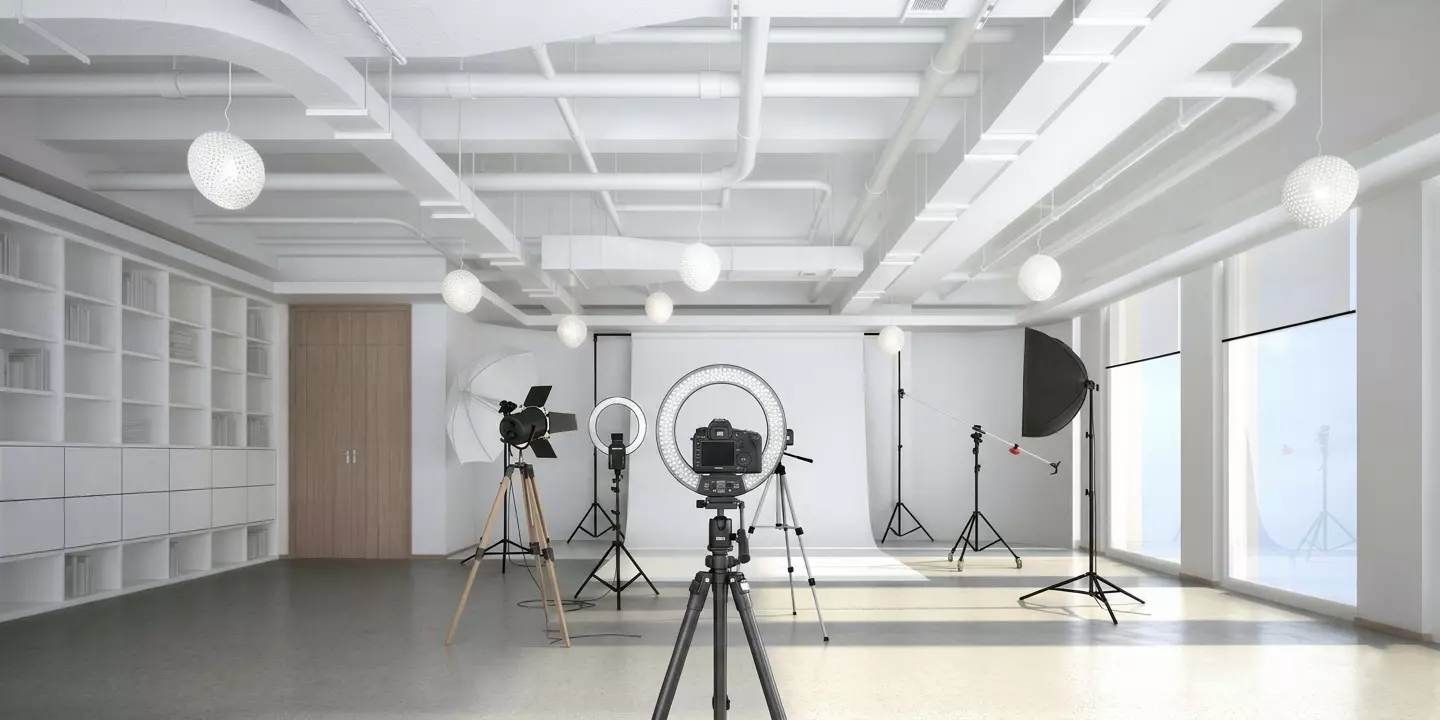 Bright minimalist photography studio 3D model