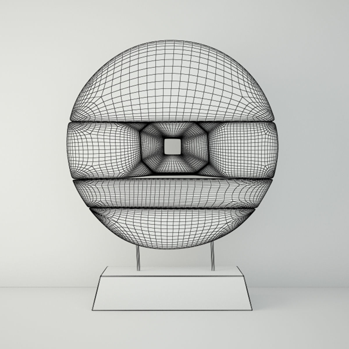 Chinese Wooden Cart Wheel on Stand 3D model_1