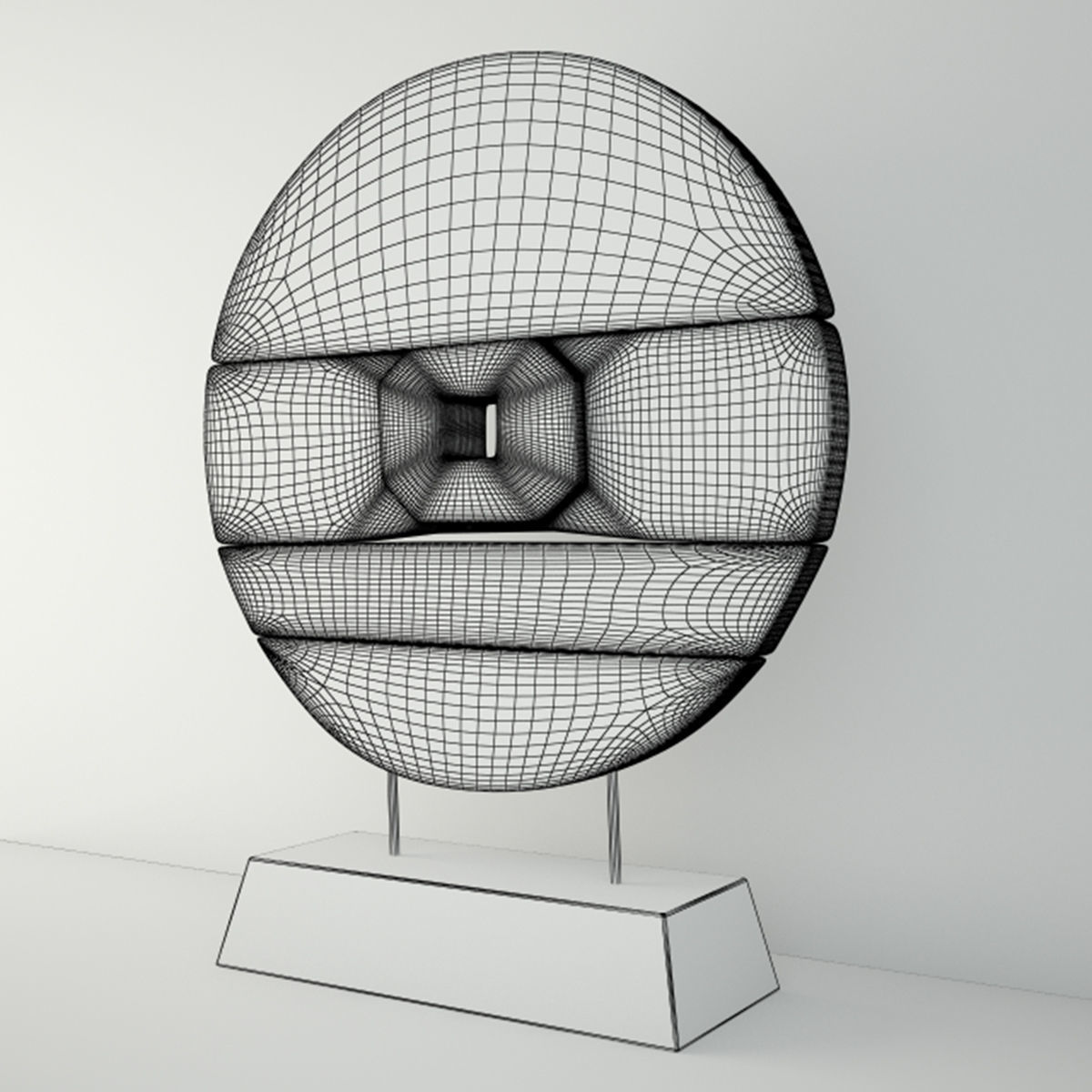 Chinese Wooden Cart Wheel on Stand 3D model_3