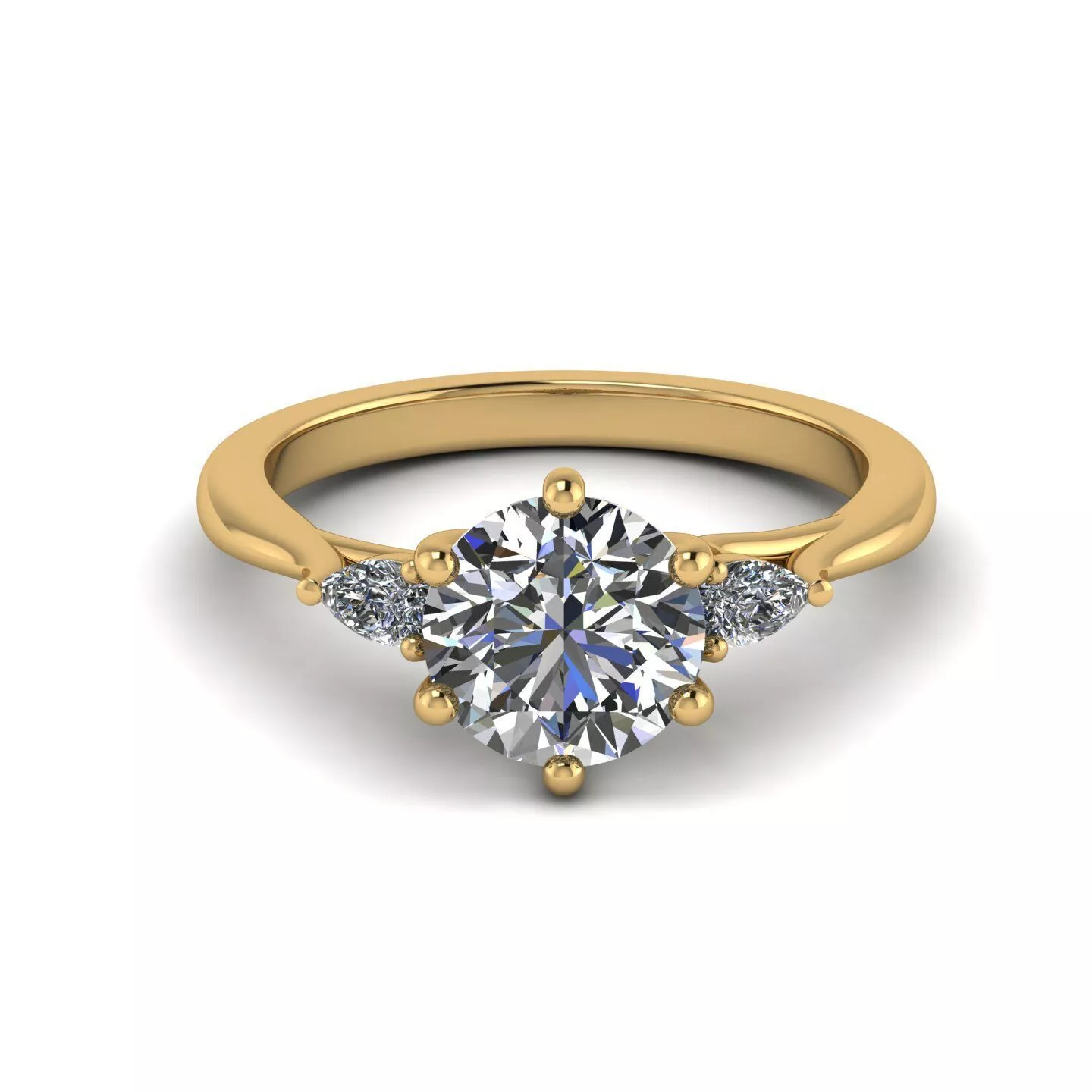 Eternal Grace ThreeStone Trellis Ring With Round Center Stone 3D print model